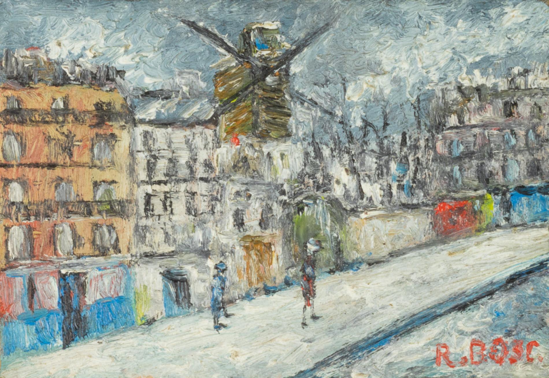 Oiled Post Impressionism French Painting, Paris Sacre Coeur By «R Bosc», 20th Century For Sale