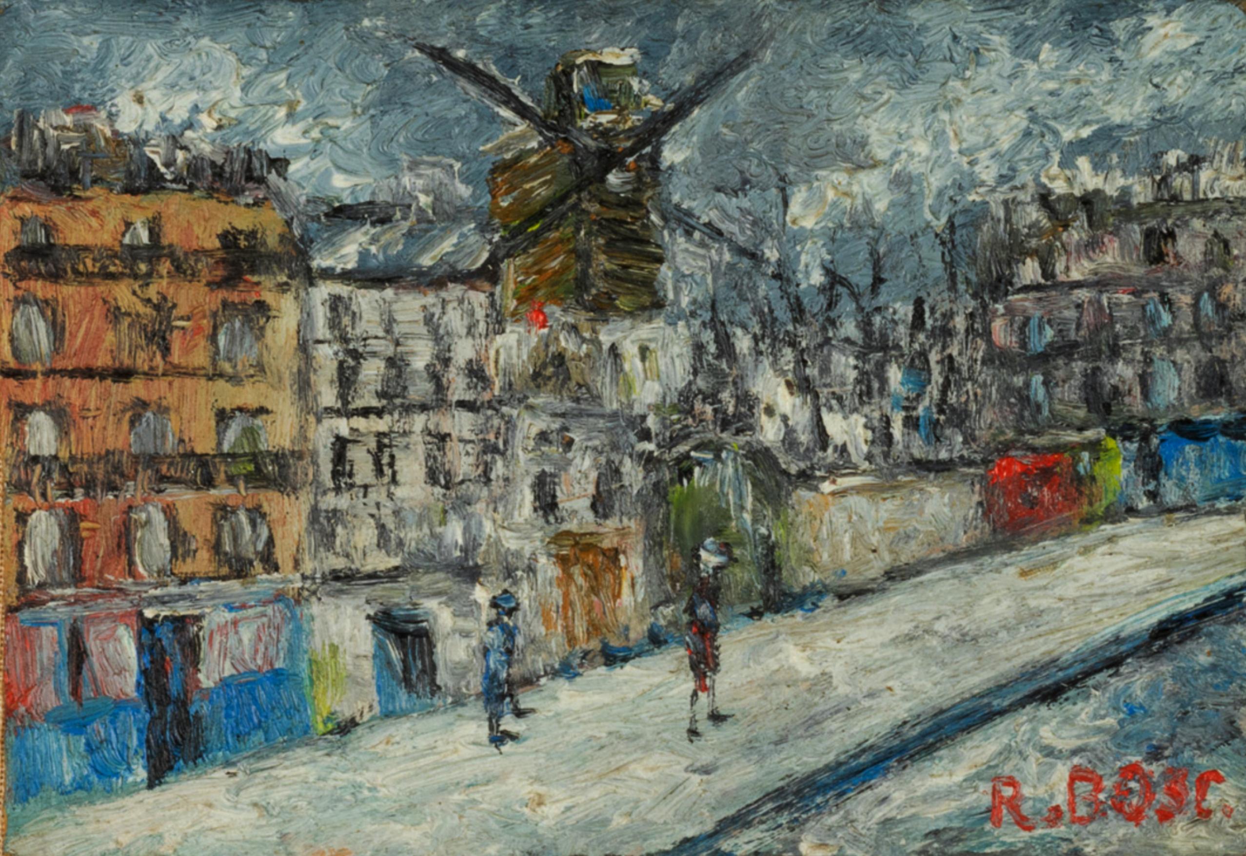 Oiled Post Impressionism French Painting, Paris Sacre Coeur By «R Bosc», 20th Century For Sale