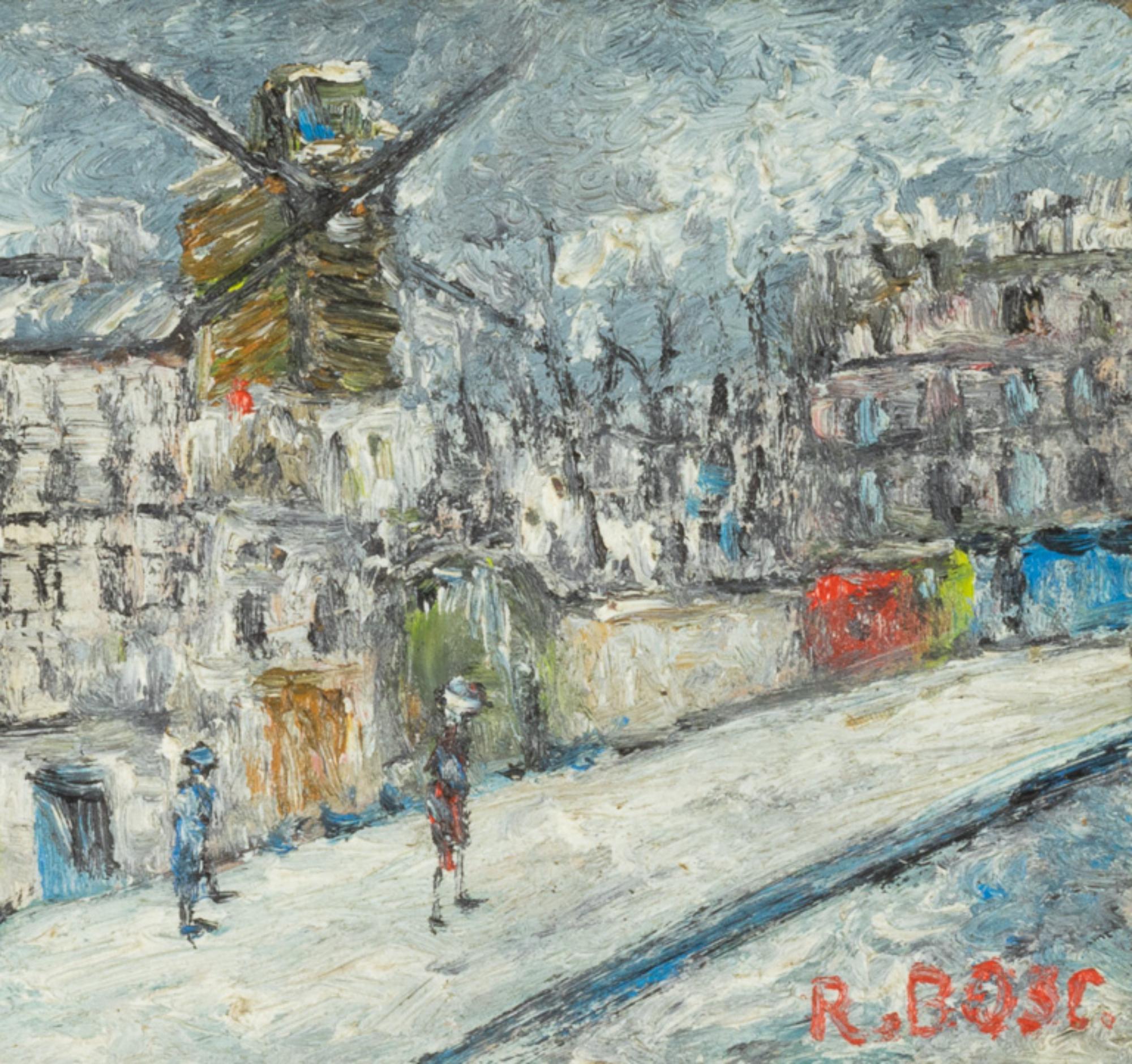 Wood Post Impressionism French Painting, Paris Sacre Coeur By «R Bosc», 20th Century For Sale