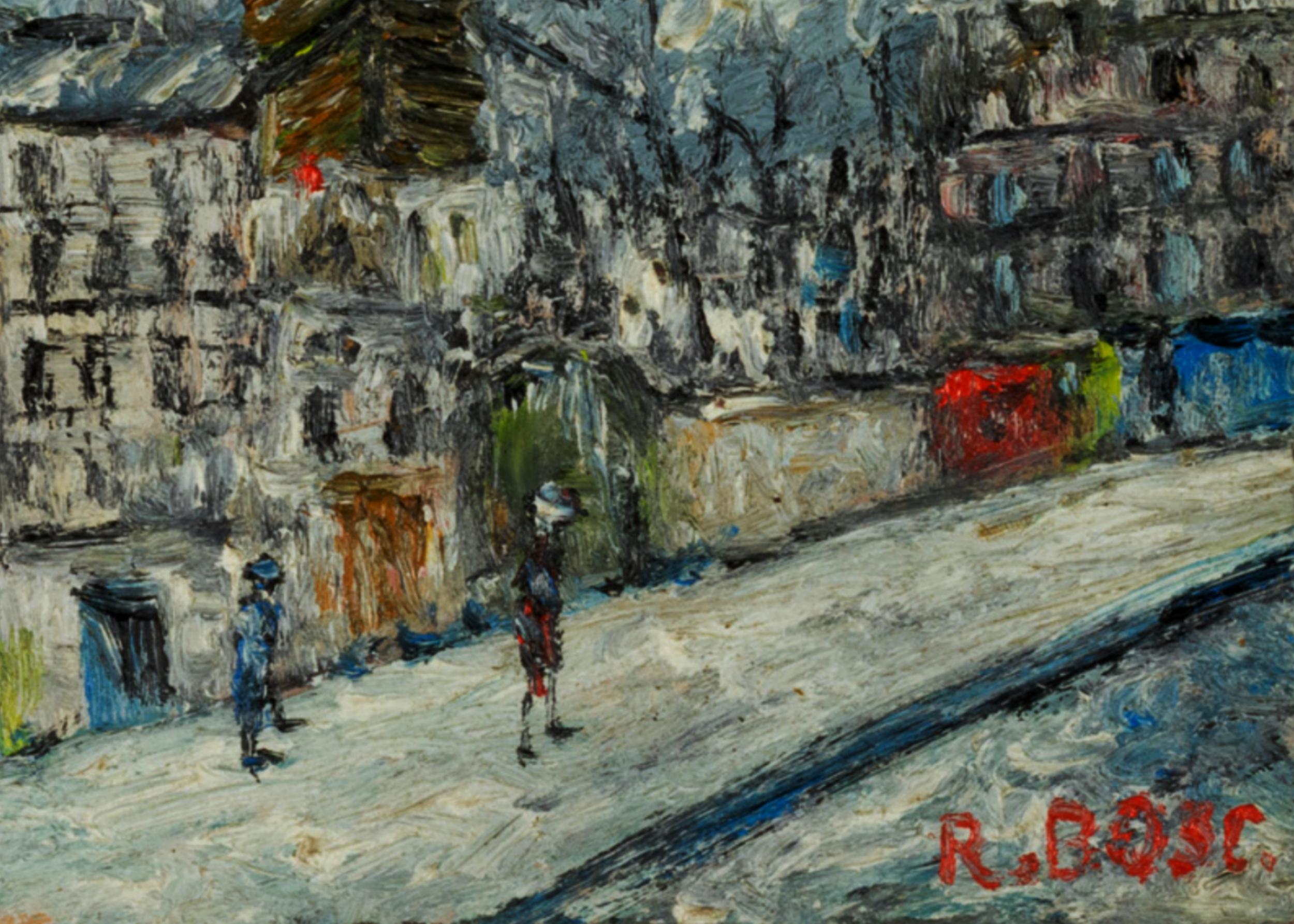 Wood Post Impressionism French Painting, Paris Sacre Coeur By «R Bosc», 20th Century For Sale