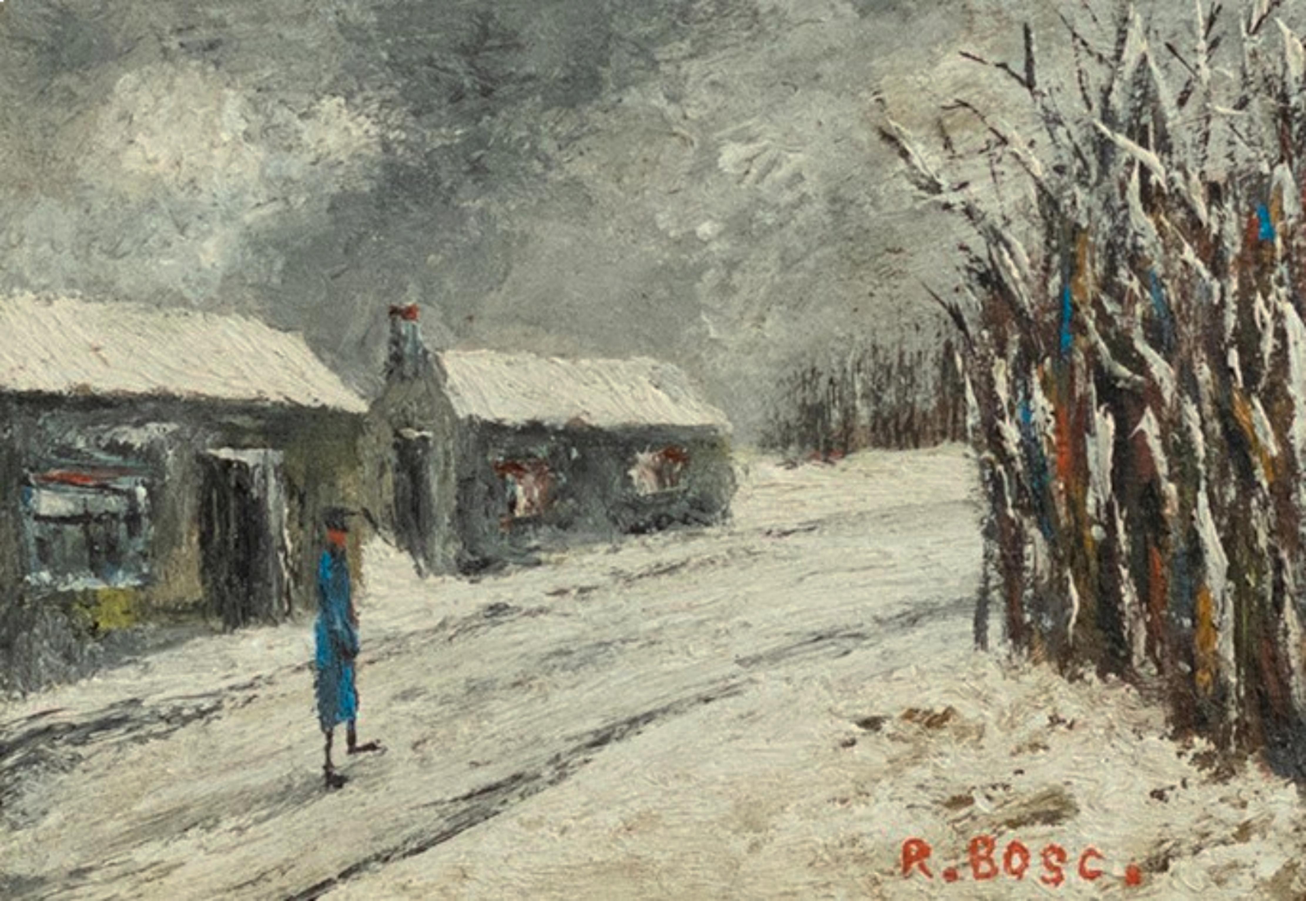 Huilé Peinture française post-impressionniste, Loneliness d'hiver à Paris, 20e siècle en vente