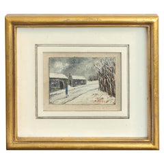 Post-Impressionism French Painting, Paris Winter Loneliness, 20th Century