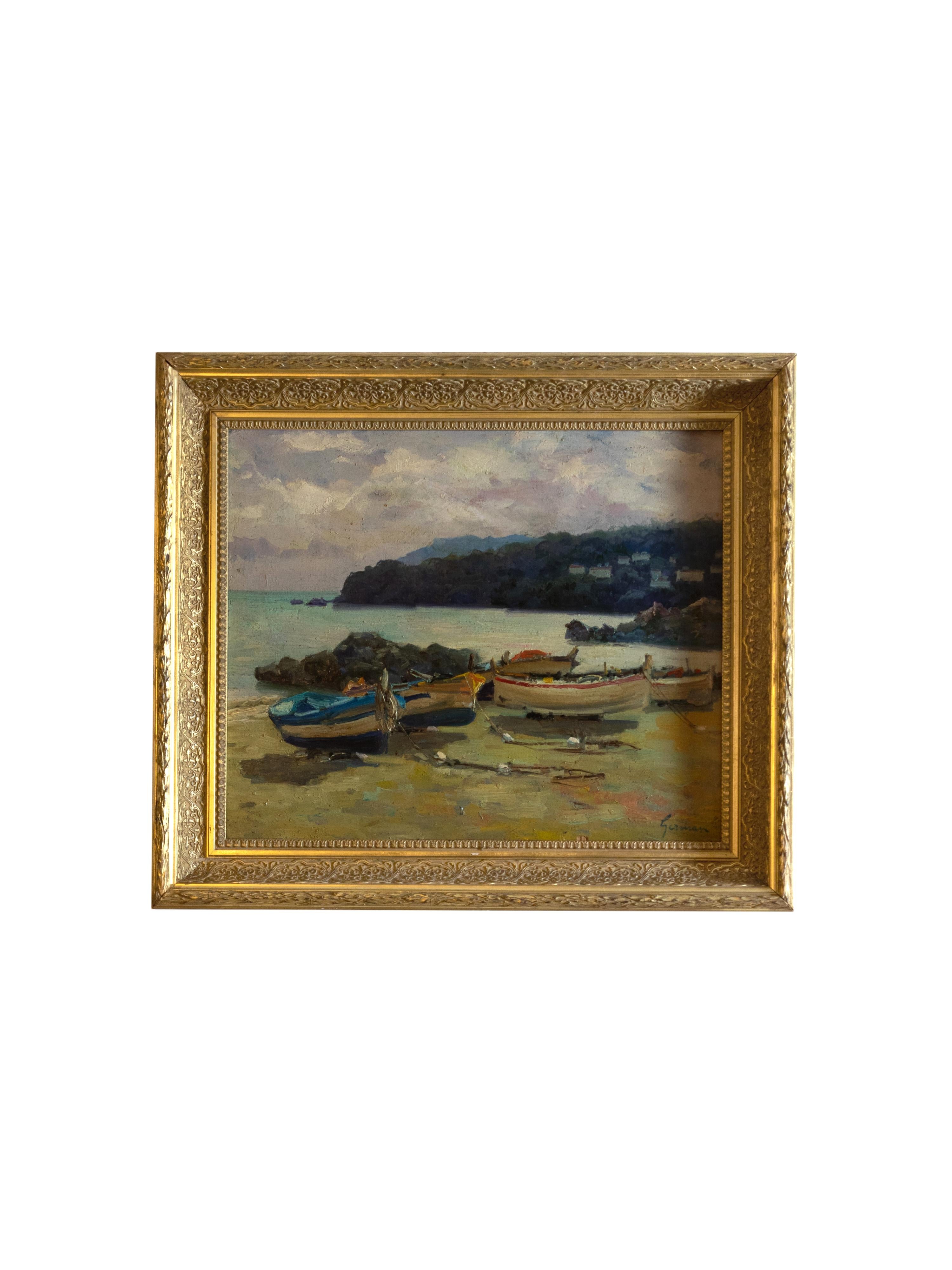 Post-Impressionism Maritime Painting By Louis German, 1930 For Sale