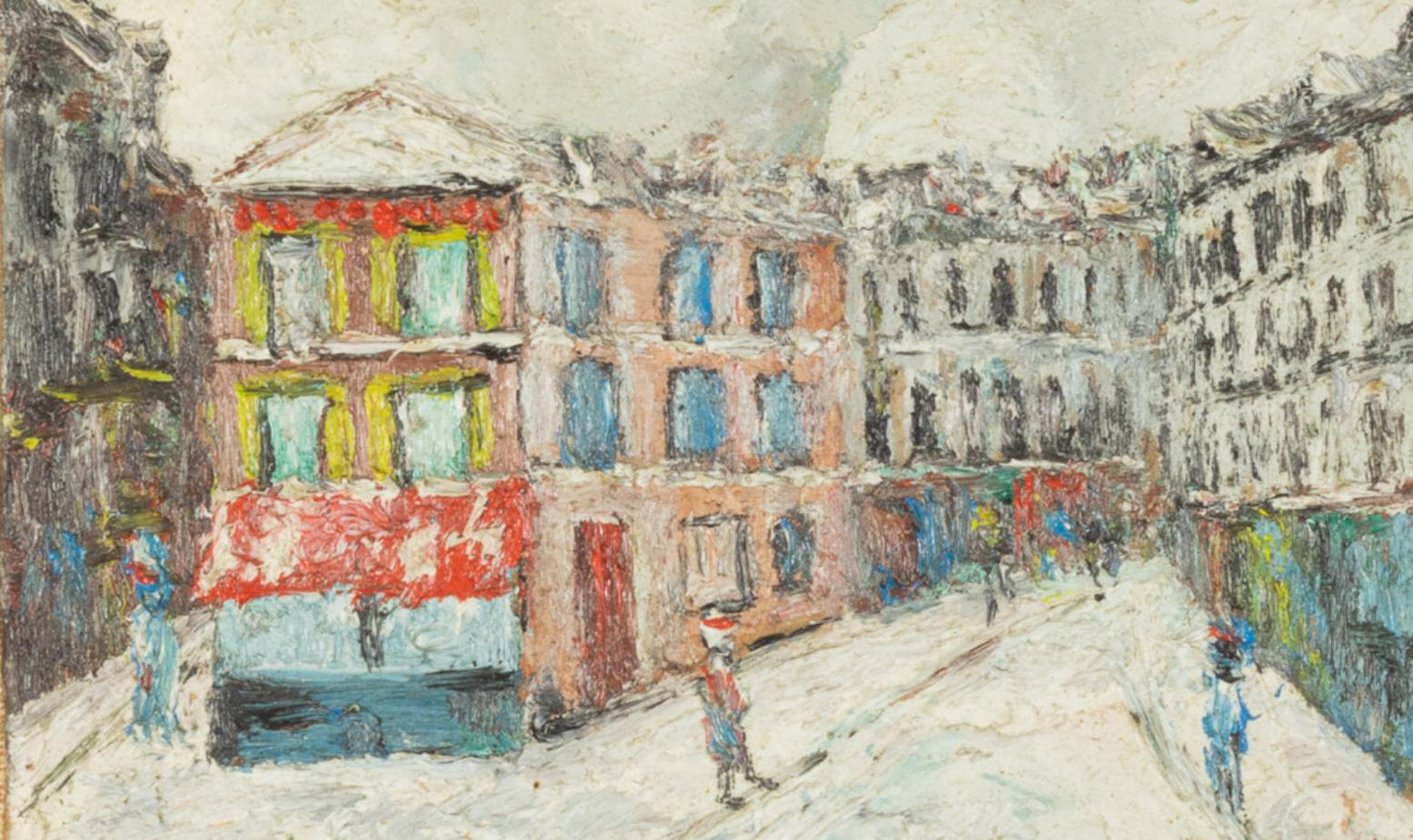 Post-Impressionism Painting, Paris Montmartre By «R Bosc», 20th Century  In Good Condition For Sale In Lisbon, PT