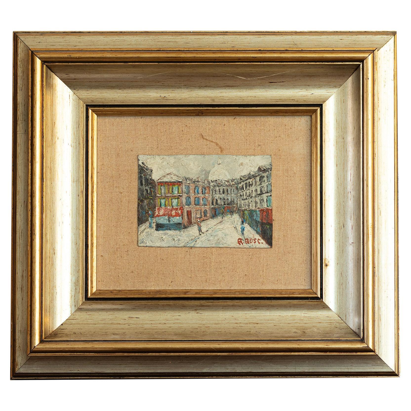 Peinture post-impressionniste, Paris Montmartre par "R Bosc", 20e siècle 