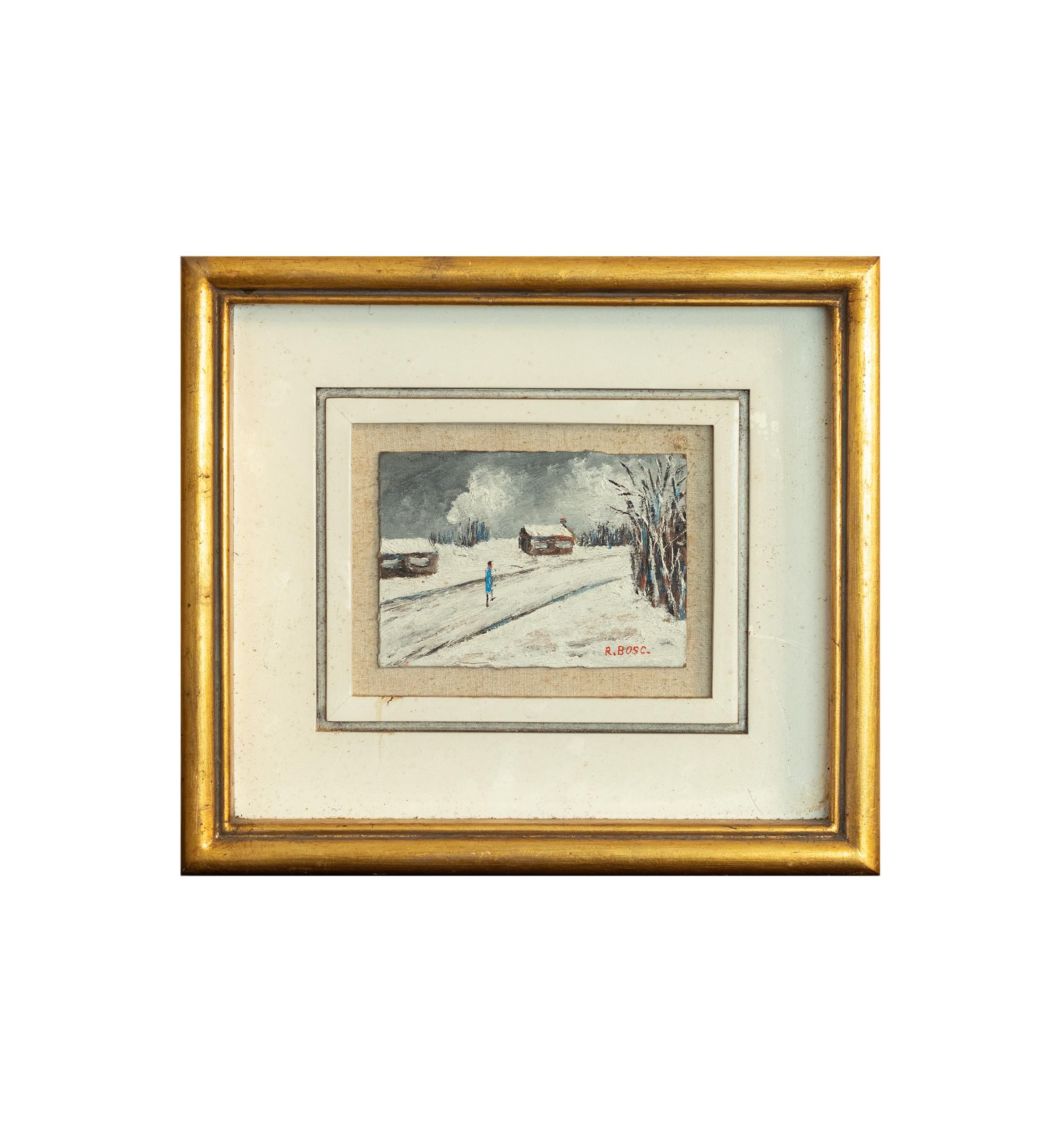 Post-Impressionism Winter Scene, Bois de Vincennes by R. Bosc, 1900s Francés en venta
