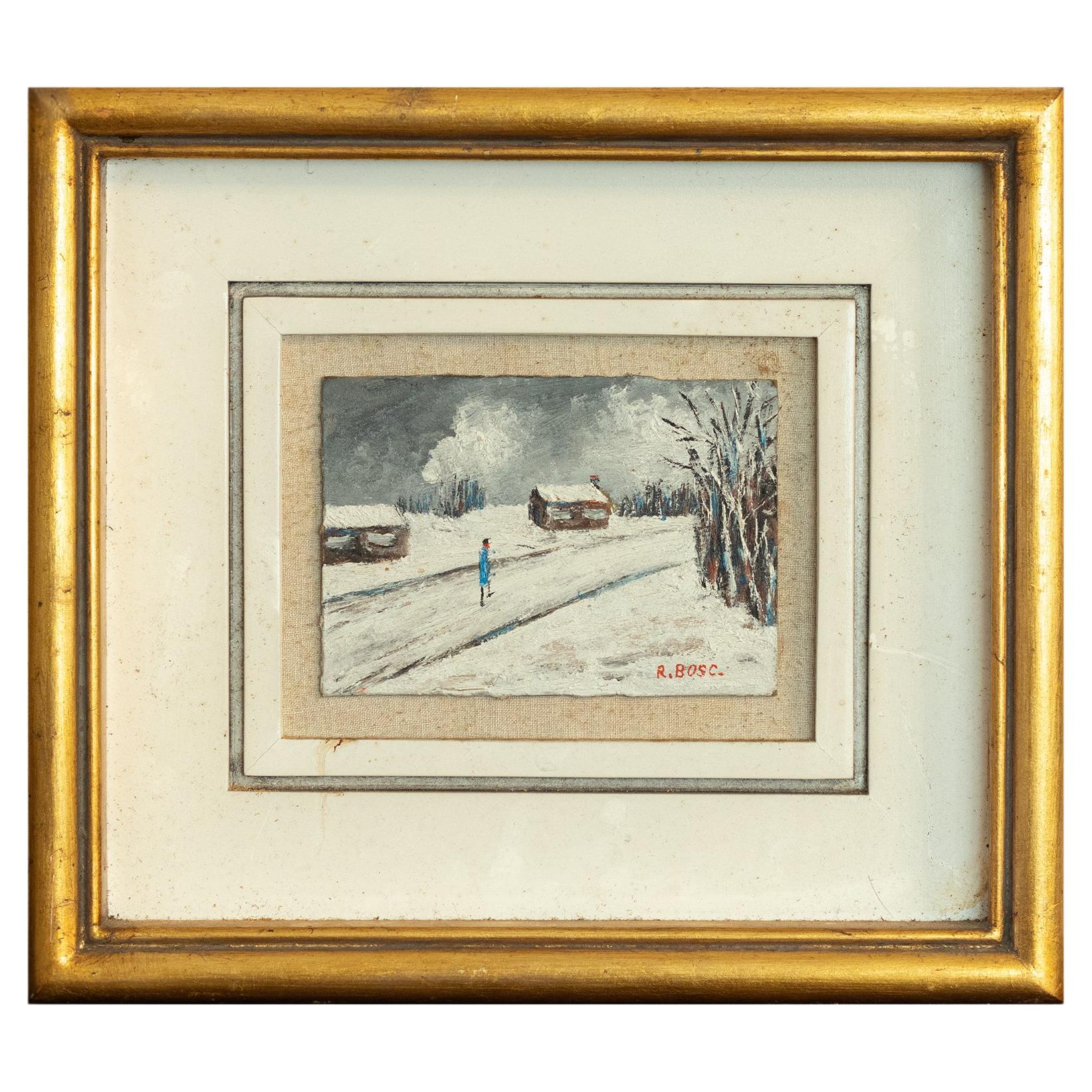 Post-Impressionism Winter Scene, Bois de Vincennes by R. Bosc, 1900s
