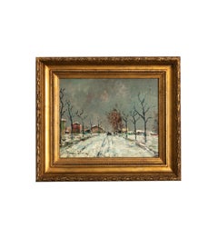 Post-Impressionism Winter Snow Path Landscape Painting, 1870-1937, Small Size