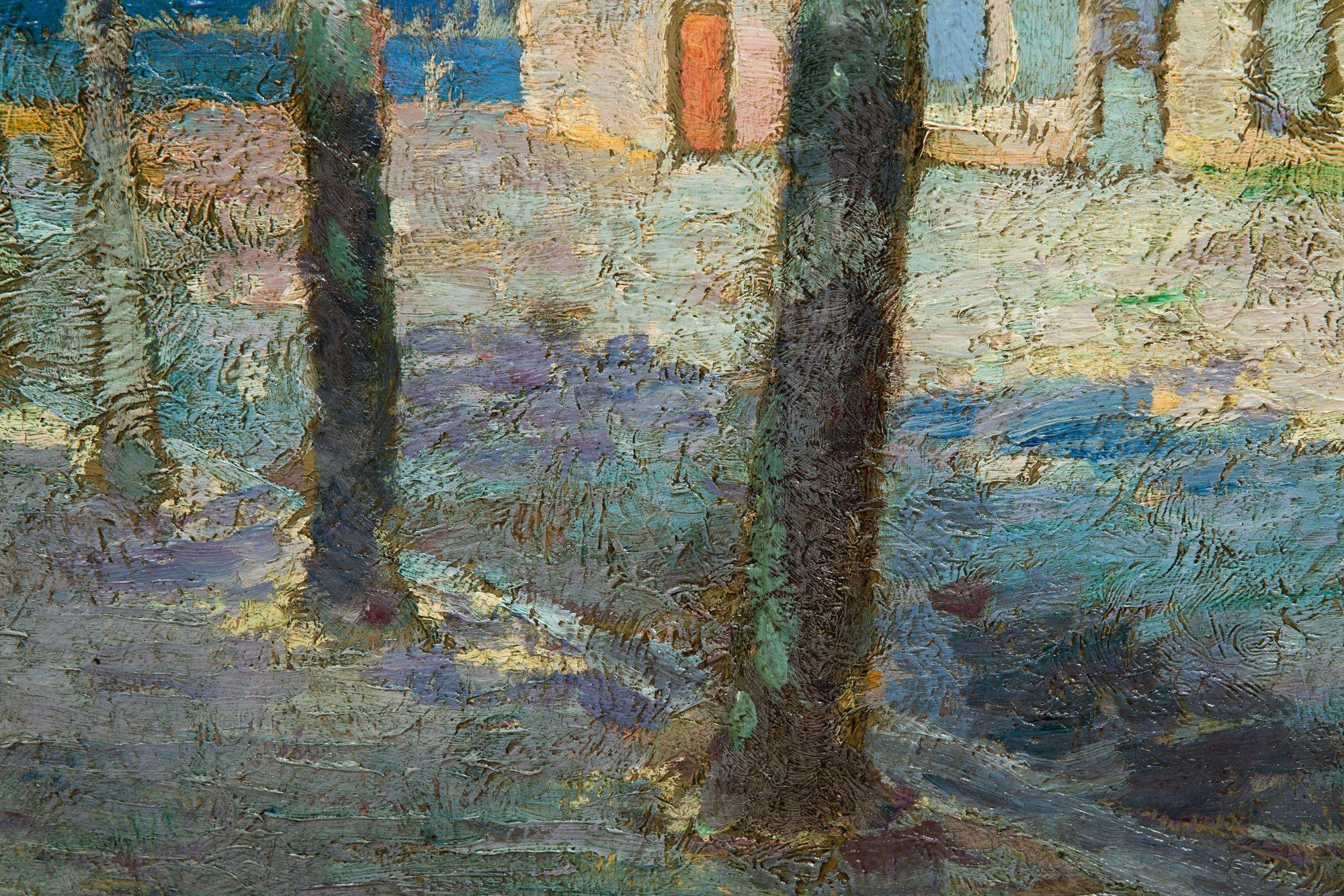 Post-Impressionist Fauvist School Painting, House on a Tree-Lined Street For Sale 6