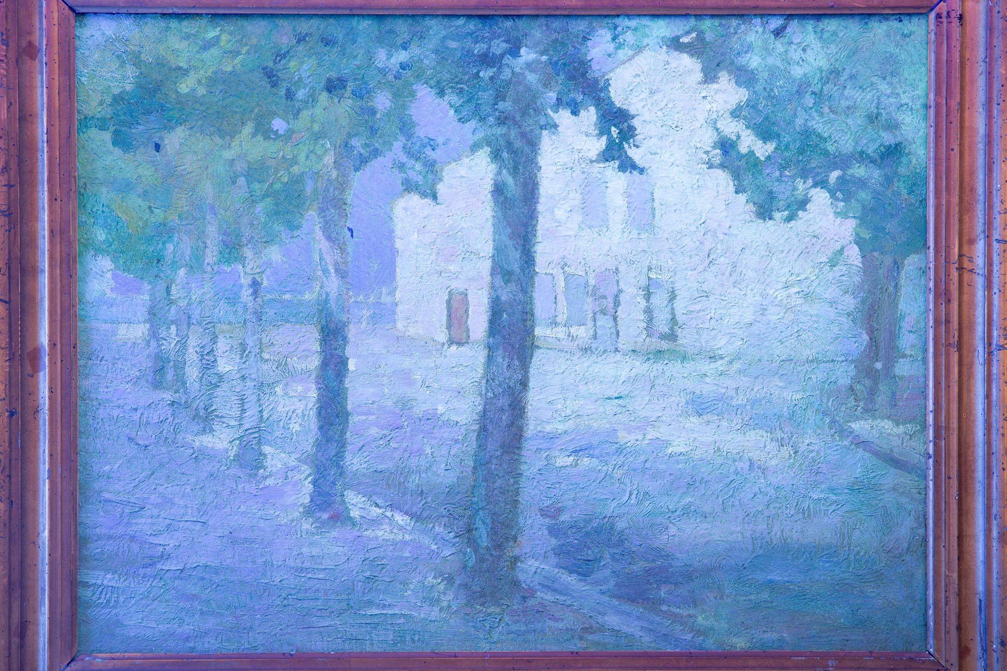 Post-Impressionist Fauvist School Painting, House on a Tree-Lined Street For Sale 8