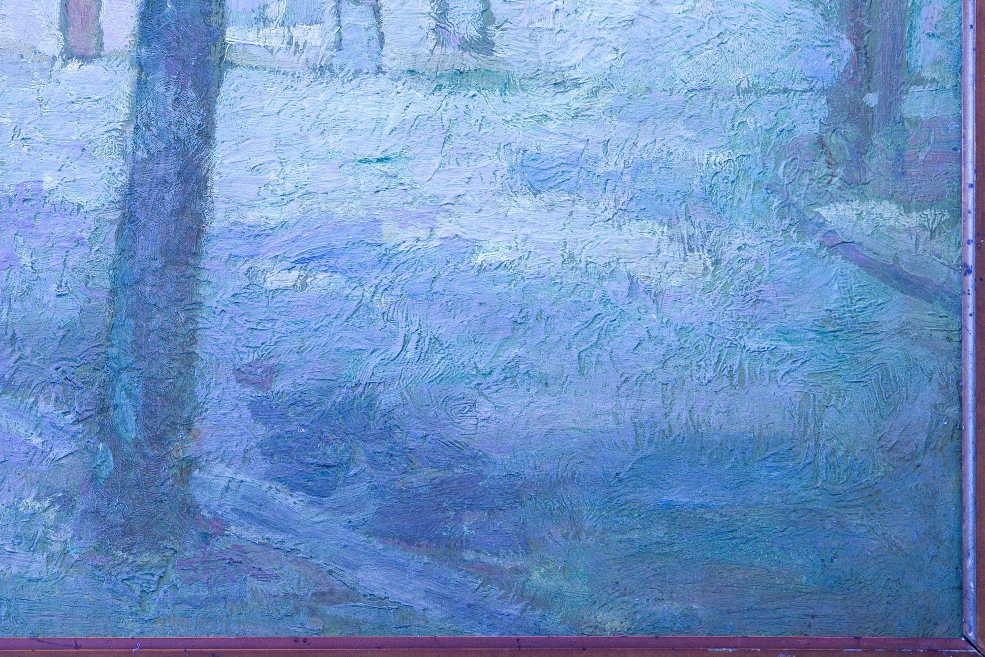 Post-Impressionist Fauvist School Painting, House on a Tree-Lined Street For Sale 13