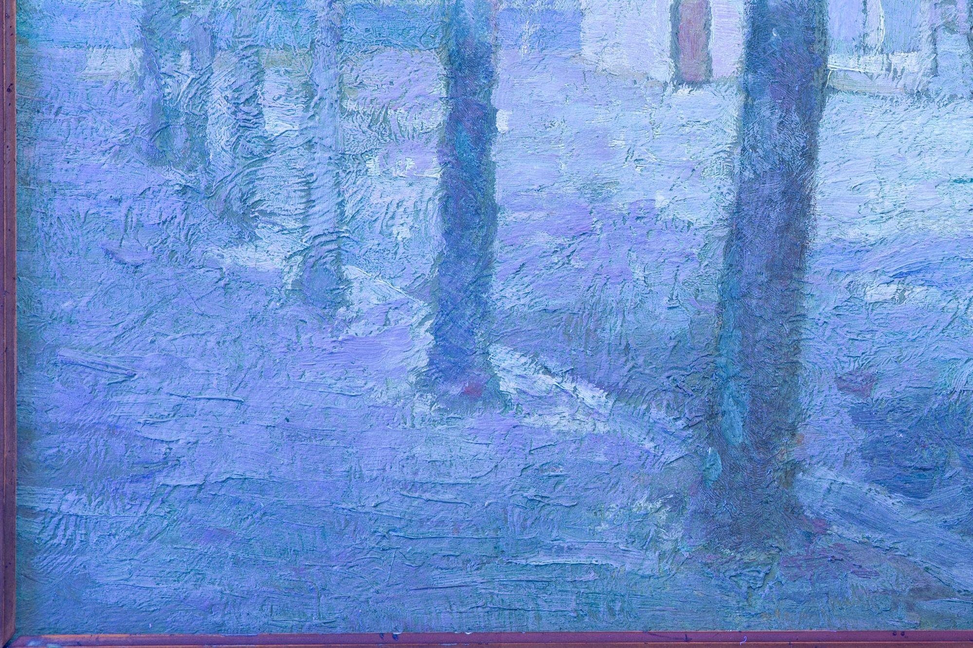 Post-Impressionist Fauvist School Painting, House on a Tree-Lined Street For Sale 14