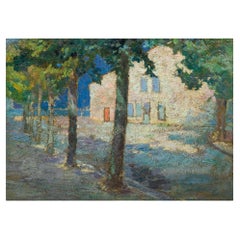 Post-Impressionist Fauvist School Painting, House on a Tree-Lined Street