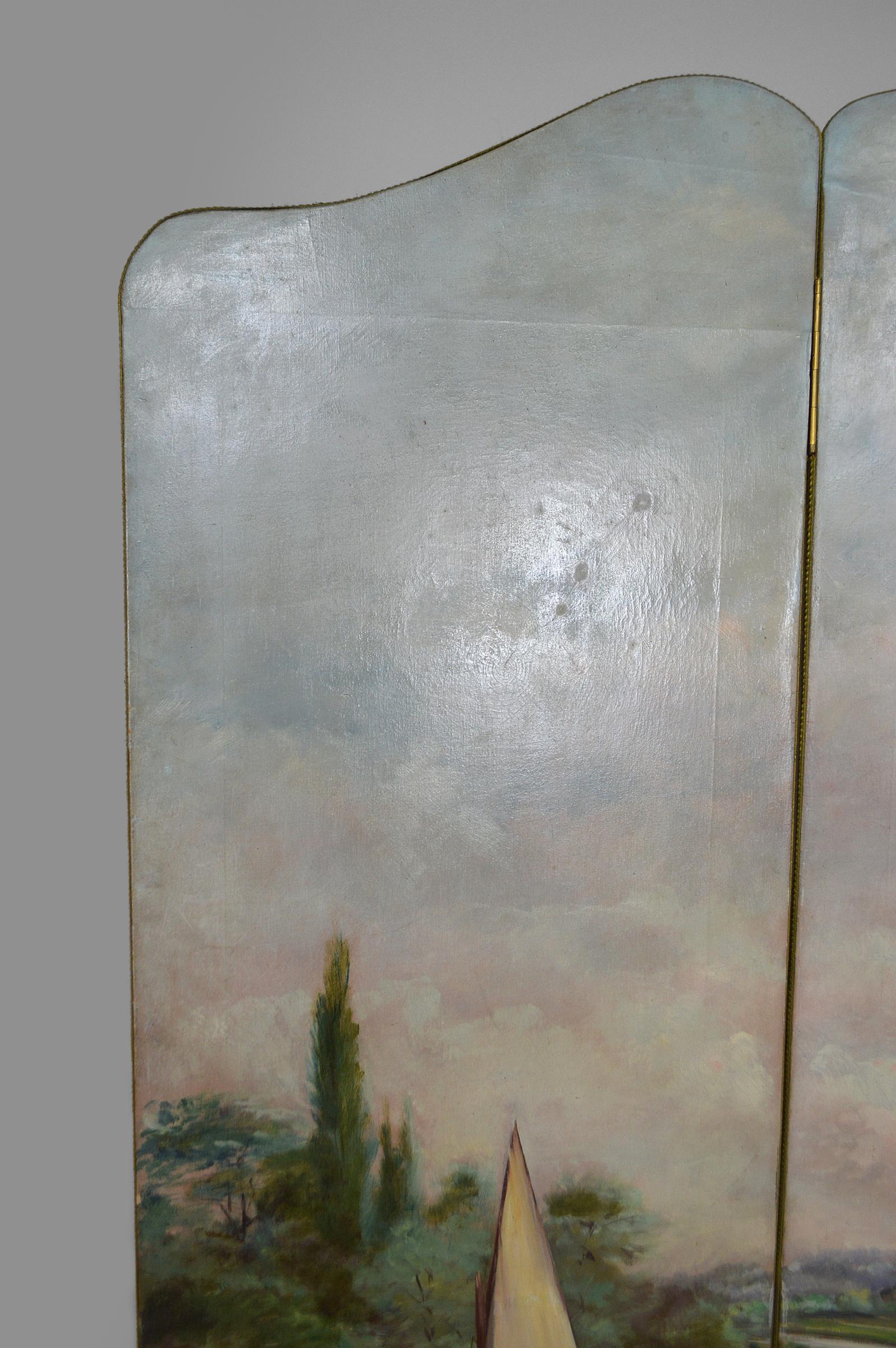 Post-Impressionist Painted Folding Screen by Charles Frechon, France, 1894 For Sale 9
