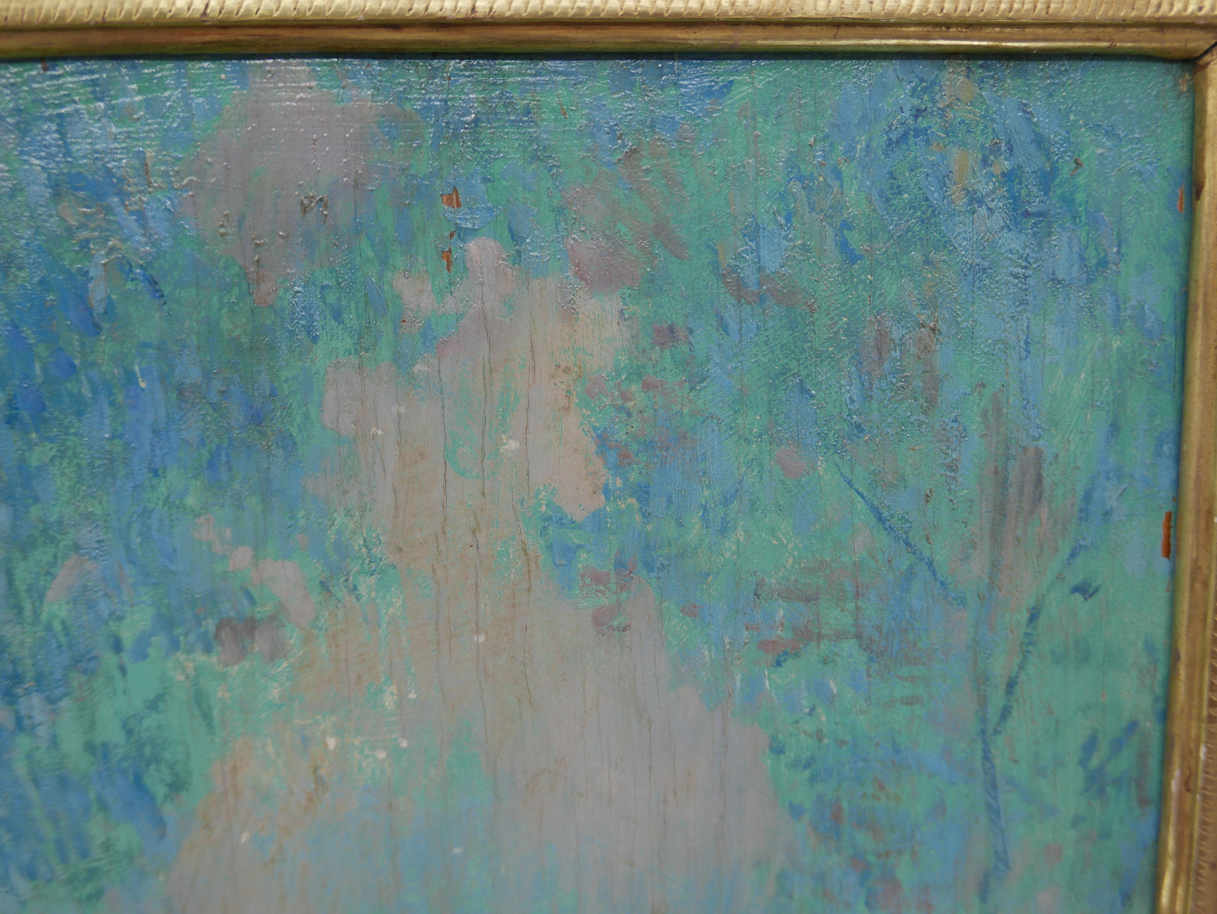 Post Impressionist Painting by W. G. Krieghoff in a Frederick Harer Frame In Distressed Condition In Kilmarnock, VA