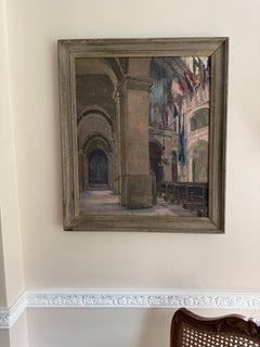 Pintura postimpresionista del Interior de una Iglesia
