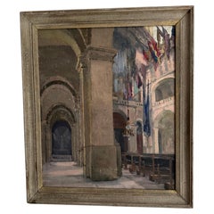 Pintura postimpresionista del Interior de una Iglesia