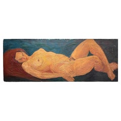 Antique Post Impressionist Painting Reclining Nude by Adolf Hoelzel (1854-1934)