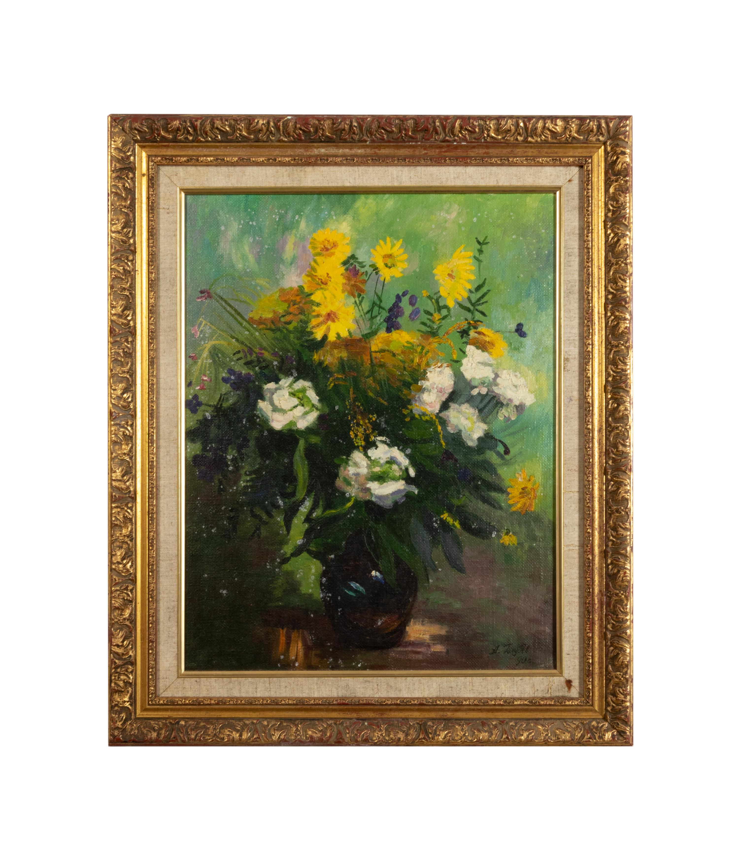 Russe Peinture post-impressionniste, Nature morte fleurs d'automne, 19e siècle en vente