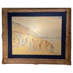 Post-Impressionist PaInting" Stroll Trough A Seaside' Resort" Oil on Canvas