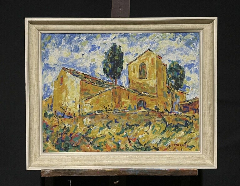 20th Century French Post-Impressionist Signed Oil Painting Provencal House For Sale 1