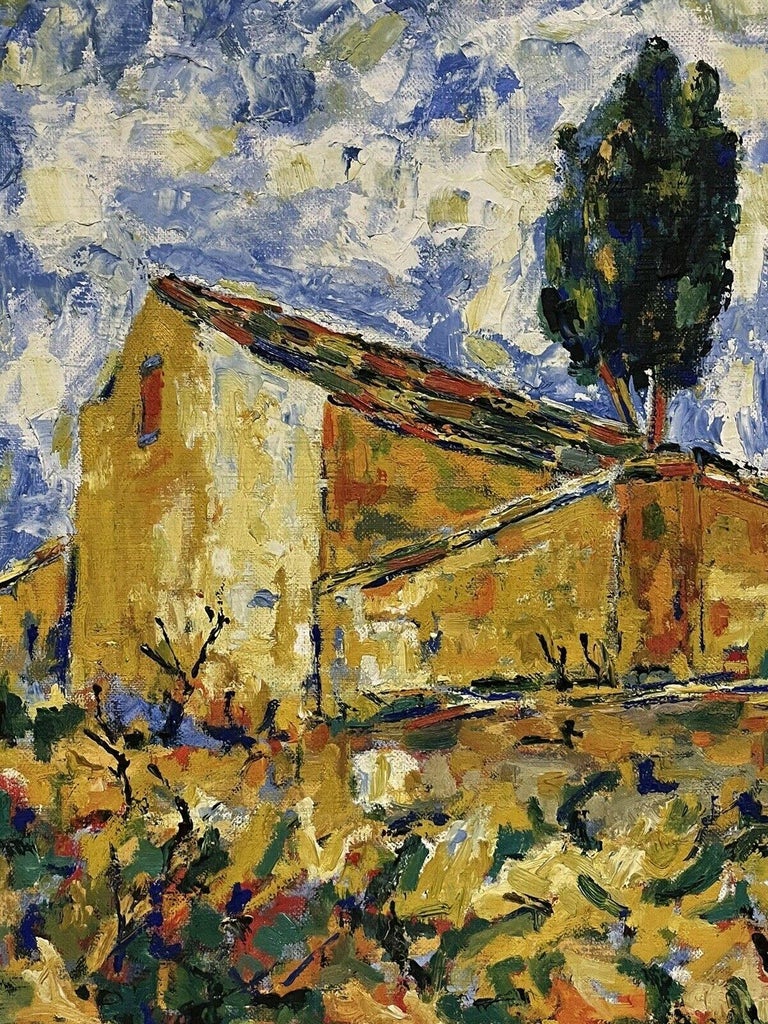 20th Century French Post-Impressionist Signed Oil Painting Provencal House For Sale 2