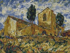20th Century French Post-Impressionist Signed Oil Painting Provencal House