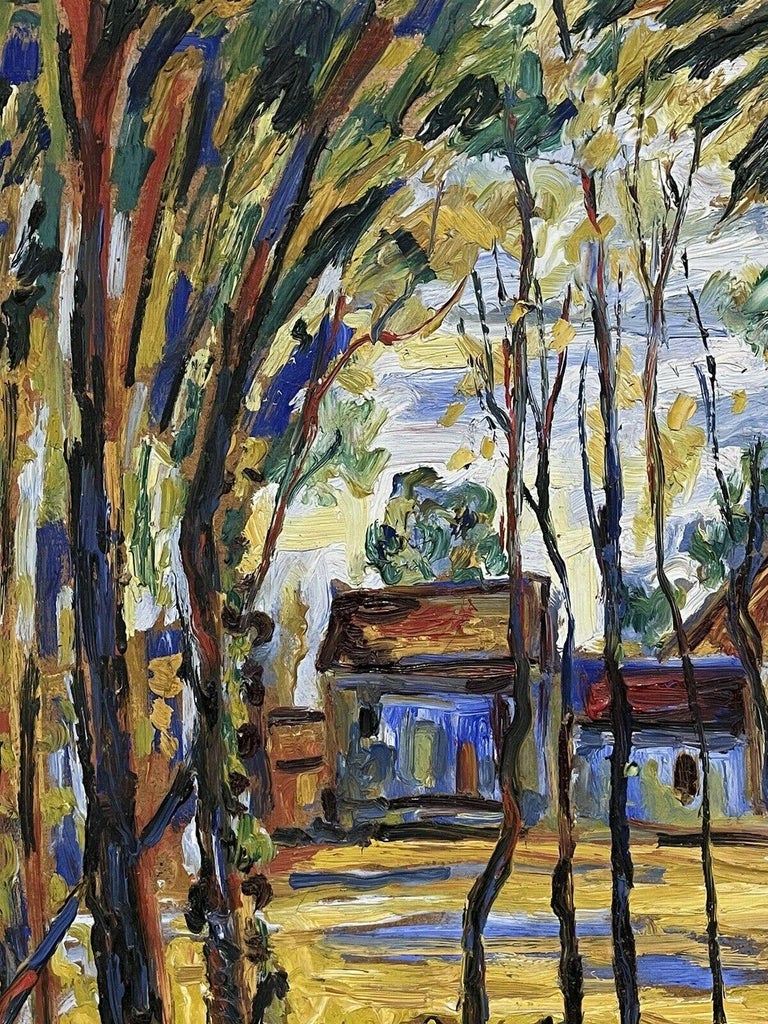 Mid 20th Century French Fauvist South of France Landscape View, Signed Oil  - Cubist Painting by Post-Impressionist