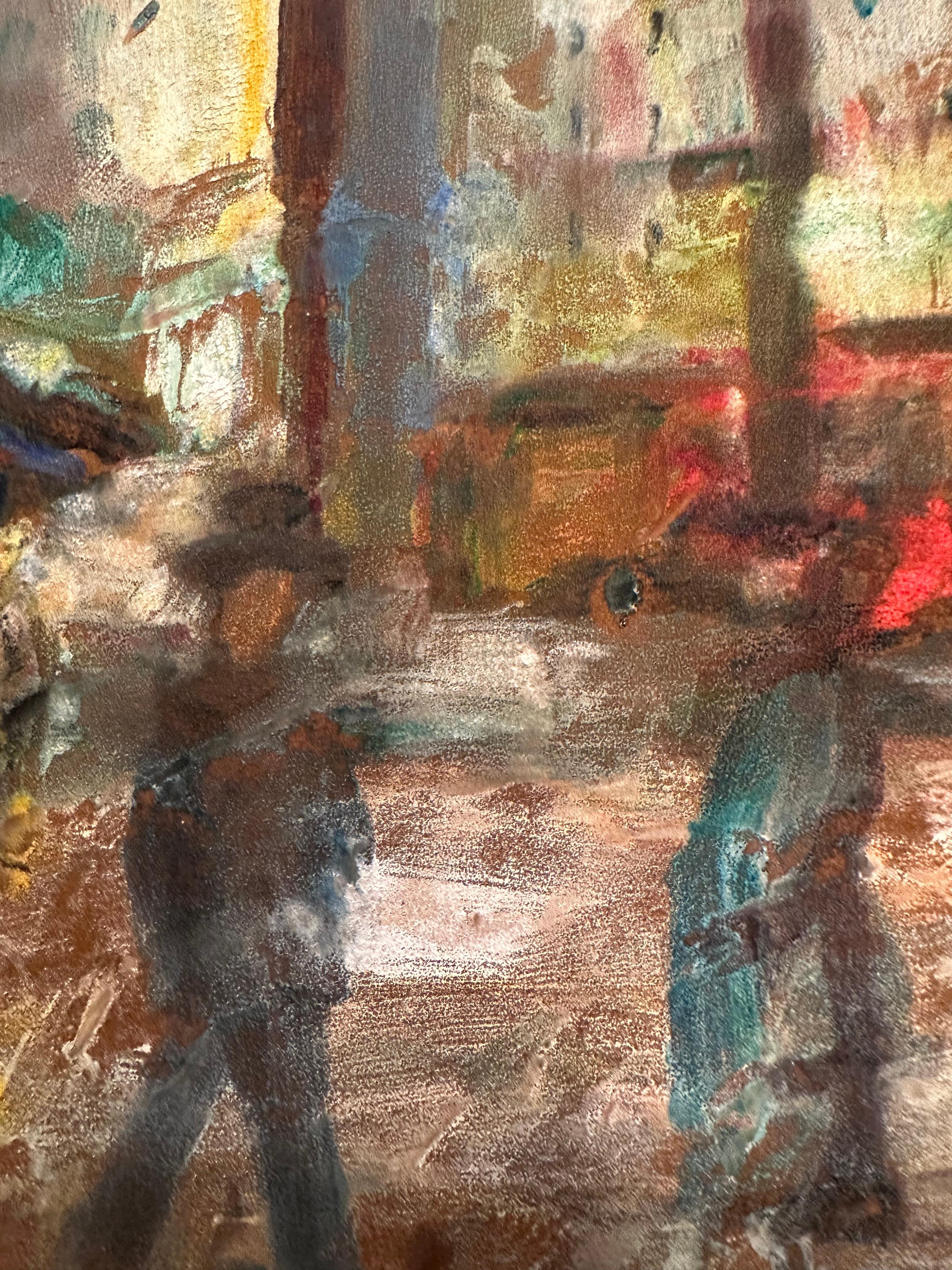 Pastel post-impressionniste paysage urbain de San Francisco, signé en vente 3
