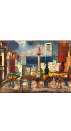 Post-Impressionist Pastel Cityscape of San Francisco, Signed