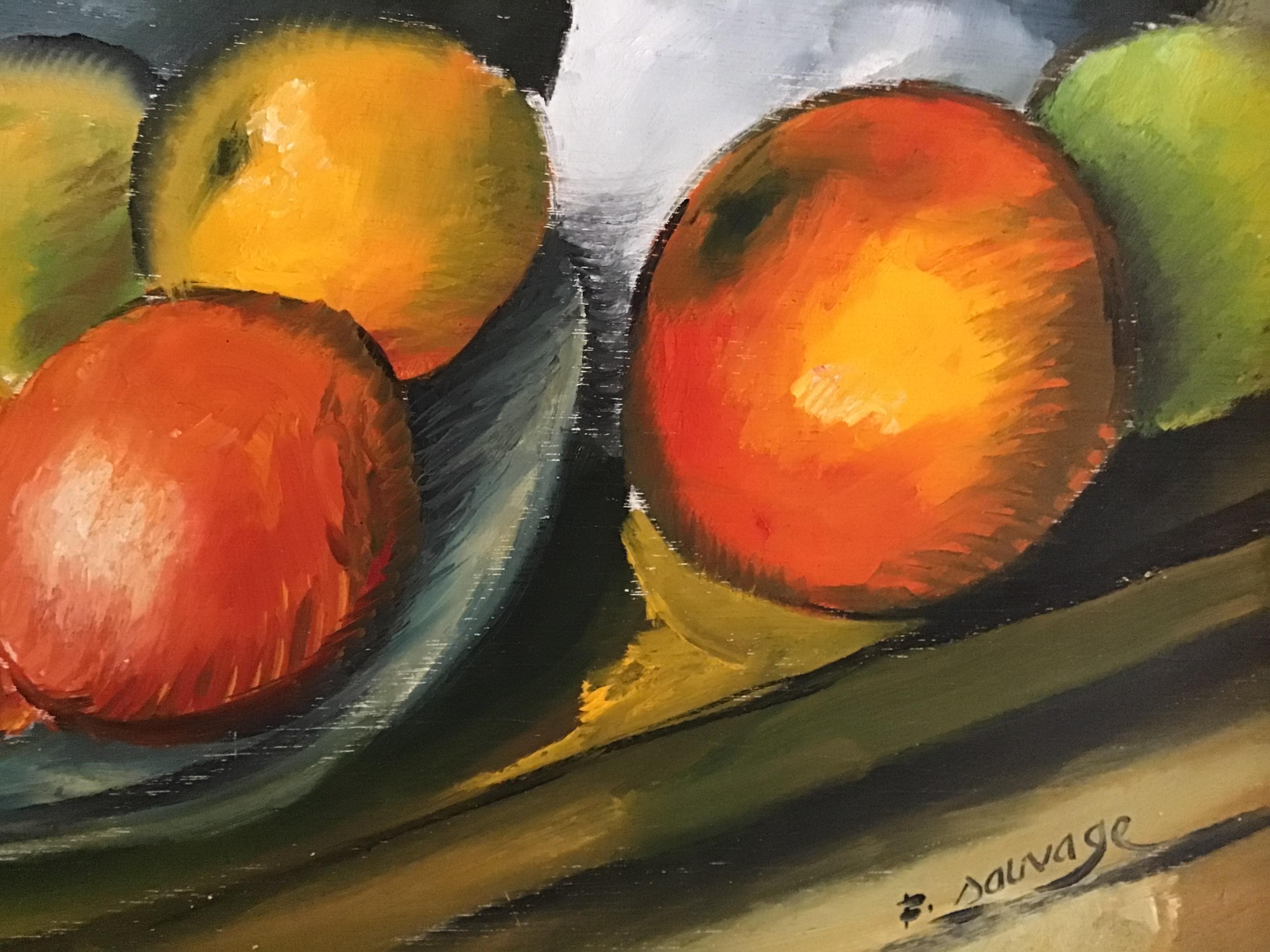 Postimpressionistisches Stilleben aus den 1950er- und 1960er-Jahren (Geist Paul Cézane) im Zustand „Gut“ im Angebot in LE CANNET, FR