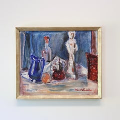 Karl Larsen, Post-Impressionist Still-Life with 'Blue Carafe', 1930s, Denmark