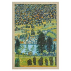 Acrylique sur toile - Paysage de village post-impressionniste