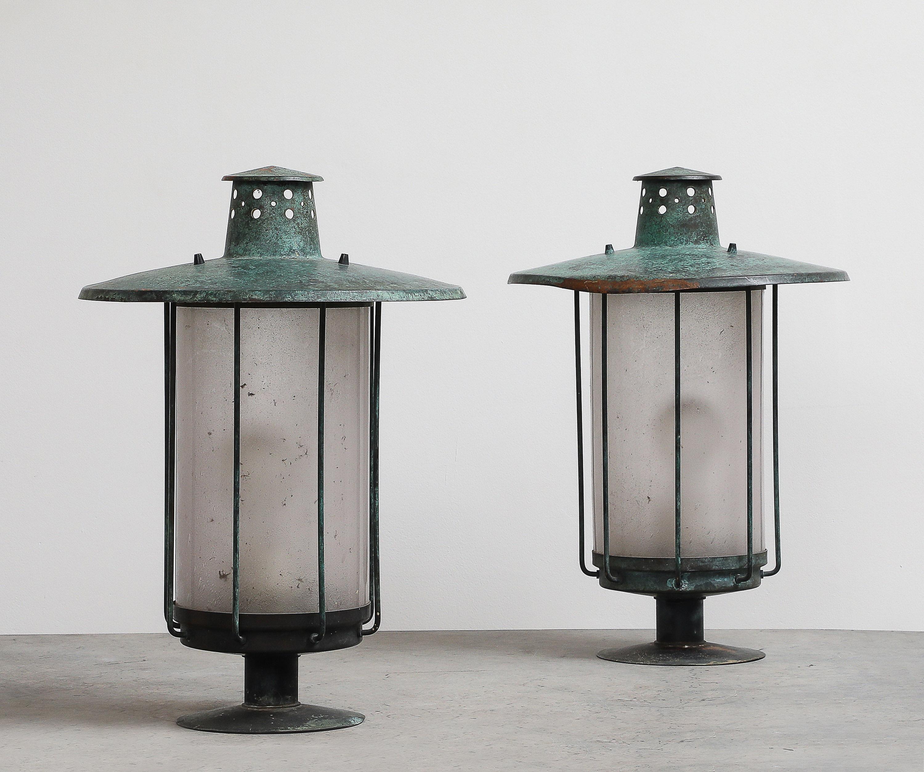 Post Lanterns, a Pair, Origin, Sweden, Circa 1920-1930 For Sale 1
