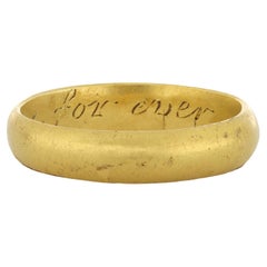 Antique Post Medieval gold posy ring, 'love for ever' circa 17th-18th century.