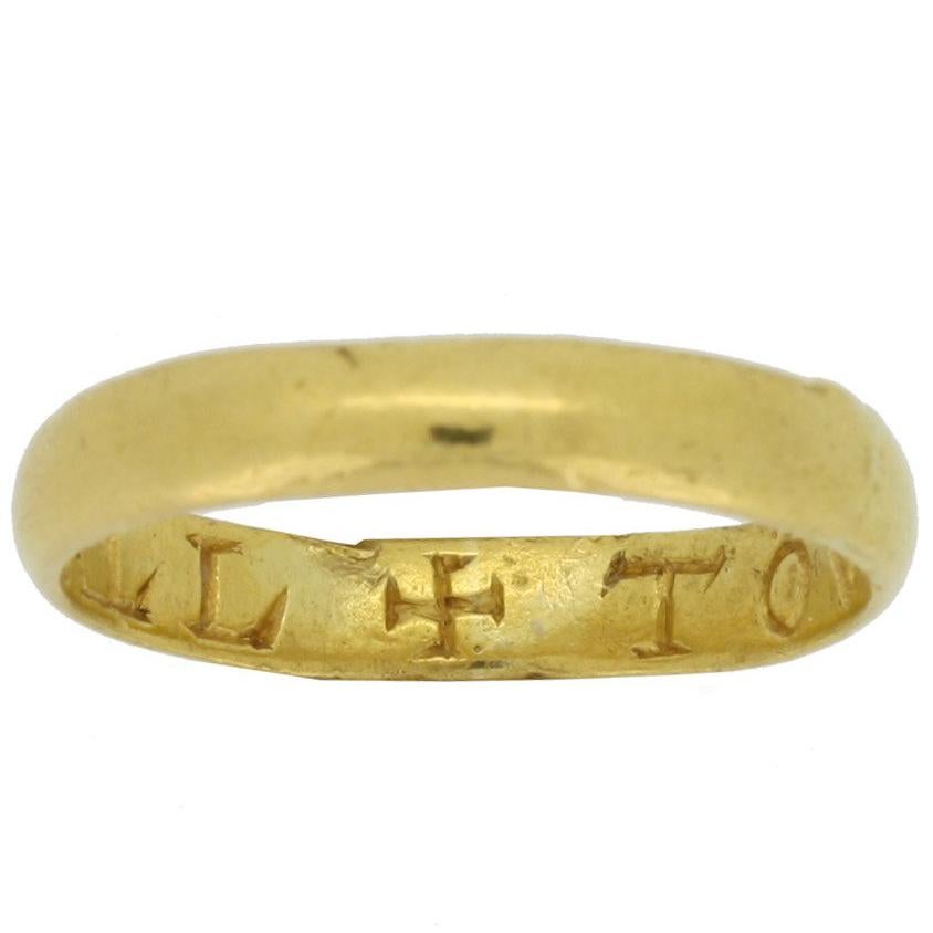 Post Medieval Gold Posy Ring TOVT IOVRS LOIALL