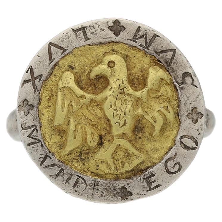 Post Medieval 'I AM THE LIGHT OF THE WORLD' ring with eagle, circa 17th century For Sale