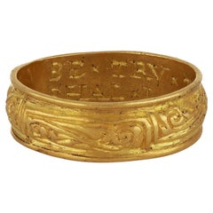 Antique Post Medieval posy ring, 'BE x TRV x TIL x DEATHE x AND x SO // SHAL x I'.