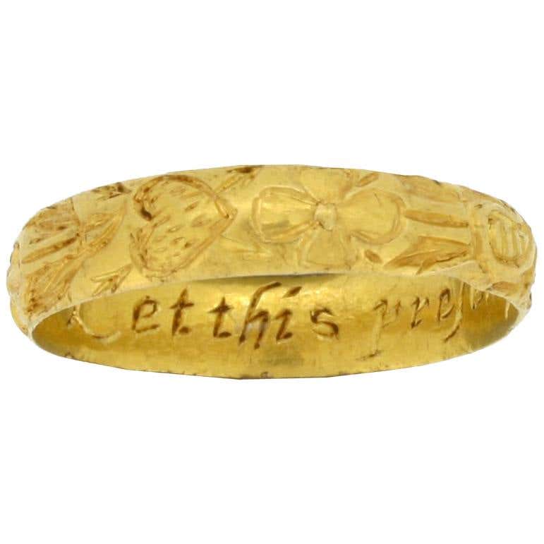 Posy Ring Exquisite Engraved Gold Medieval Posy Ring c. 1400 – 1450 For Sale at ...