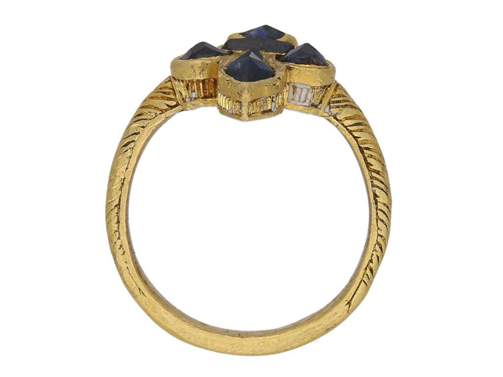 Postmittelalterlicher Fleur-de-Lis-Ring aus Saphirgold, um das 16. im Zustand „Gut“ im Angebot in London, GB