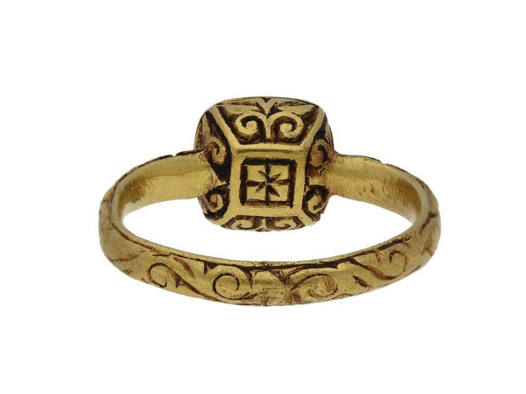 Post Medieval Tudor Diamond Gold Ring For Sale 2