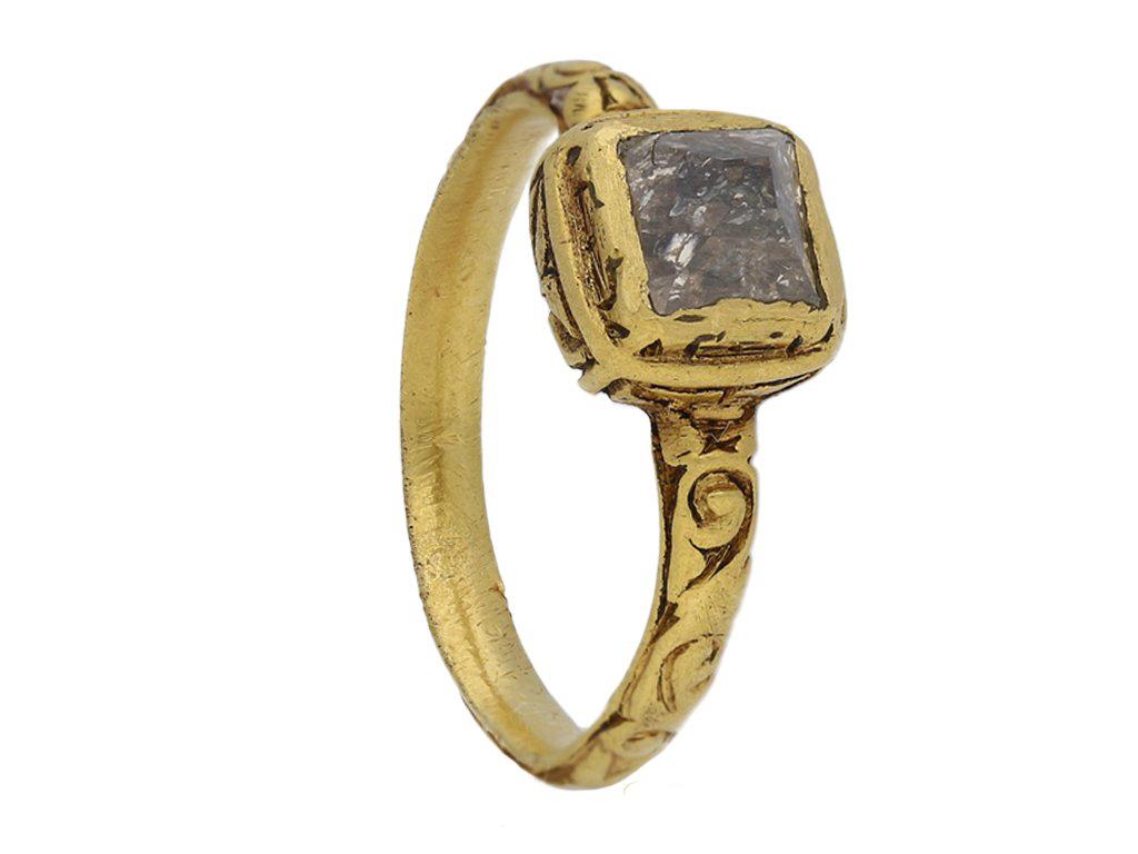 Women's or Men's Post Medieval Tudor Diamond Gold Ring