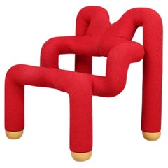 Post-Modern Ekstrem Chair by Terje Ekstrom in Original Red Fabric, Norway 1984