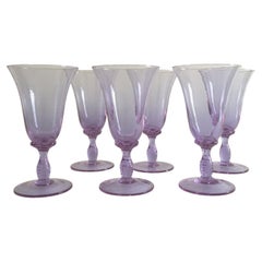 Post Modern 1960 Venice Italy Set 6 Murano Purple Glasses Blown Glass