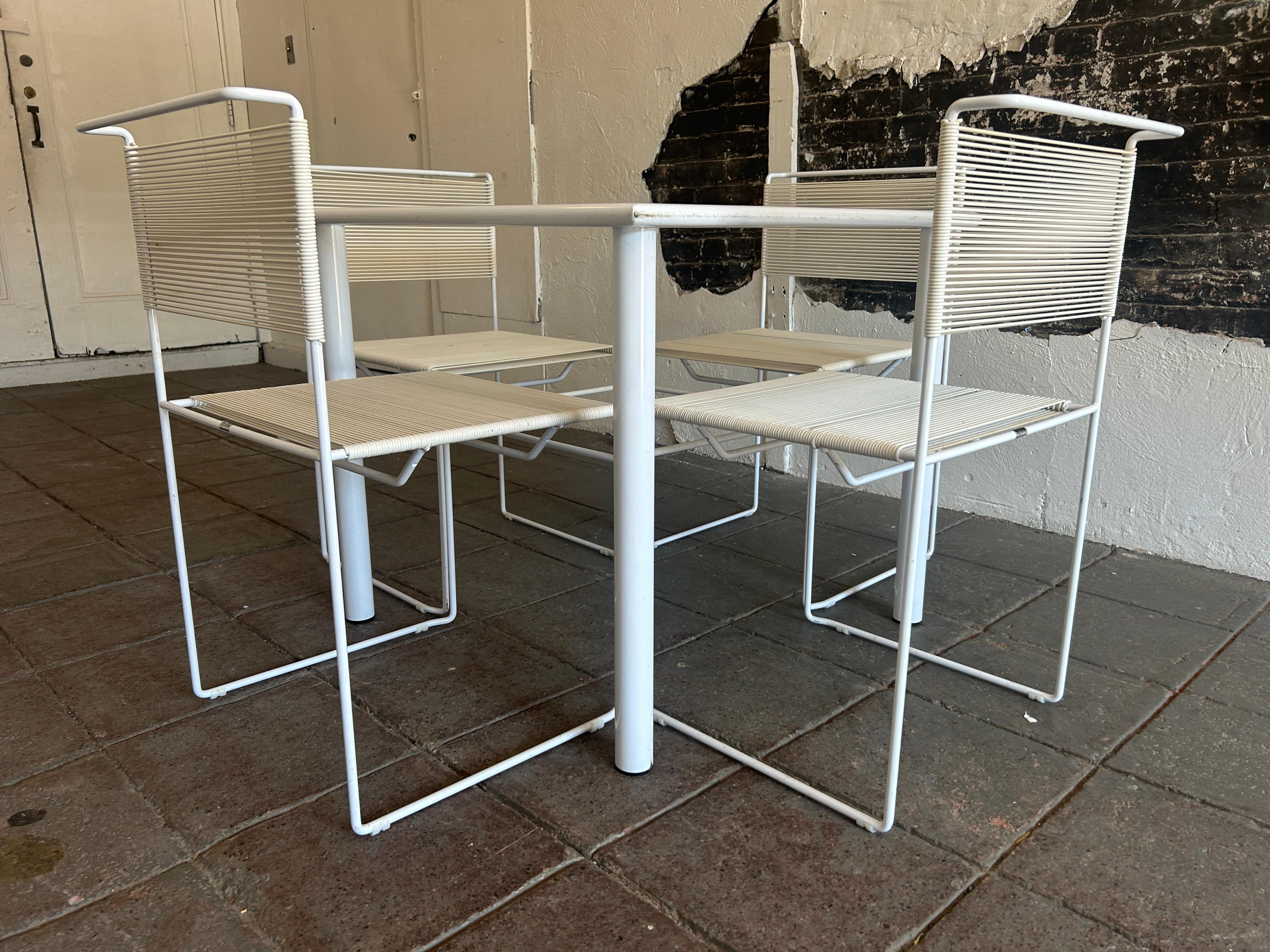 Post-Modern Post modern 1970s 4 Spaghetti chairs & grid table set by Giandomenico Belotti For Sale