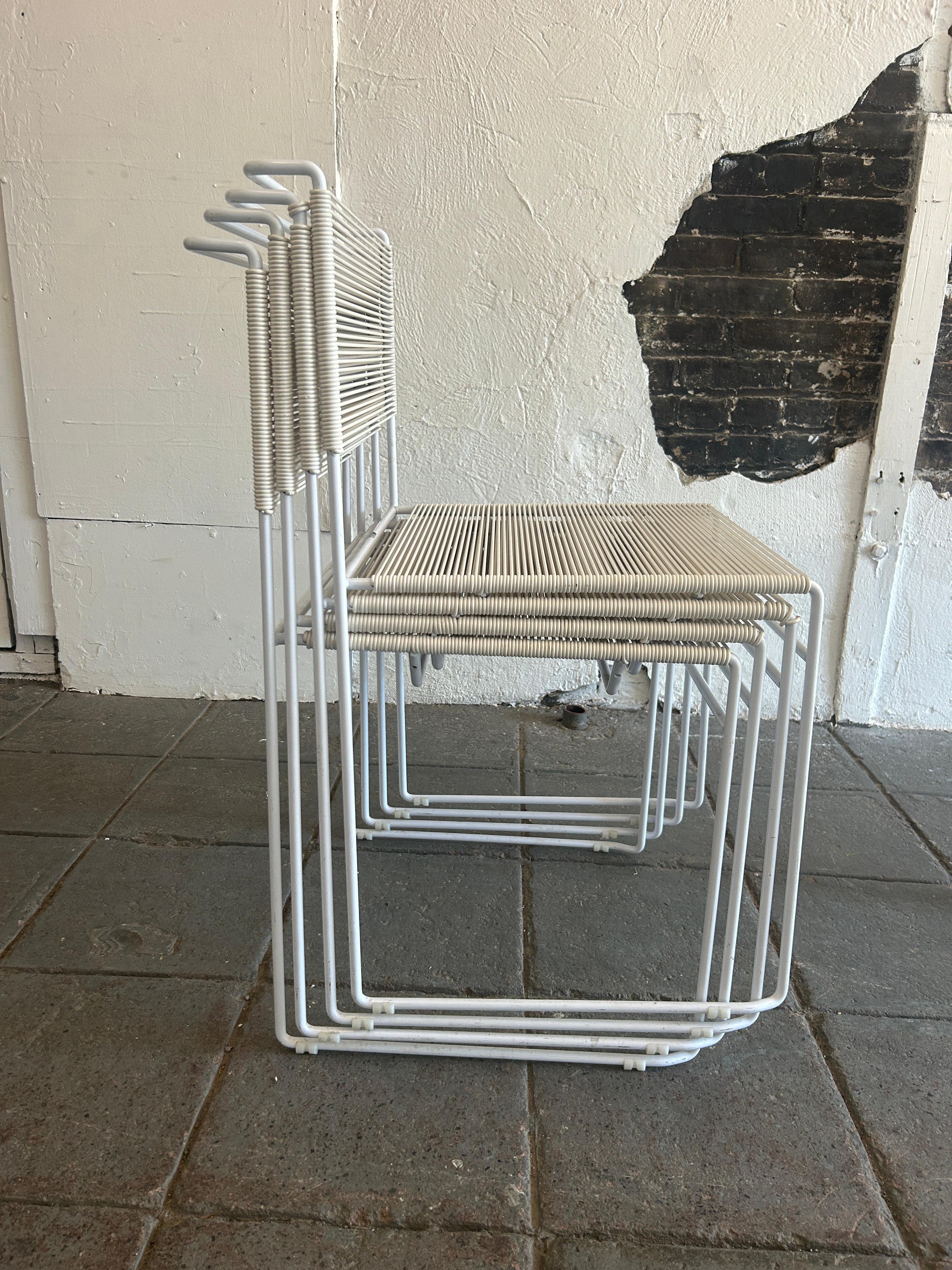 Steel Post modern 1970s 4 Spaghetti chairs & grid table set by Giandomenico Belotti For Sale