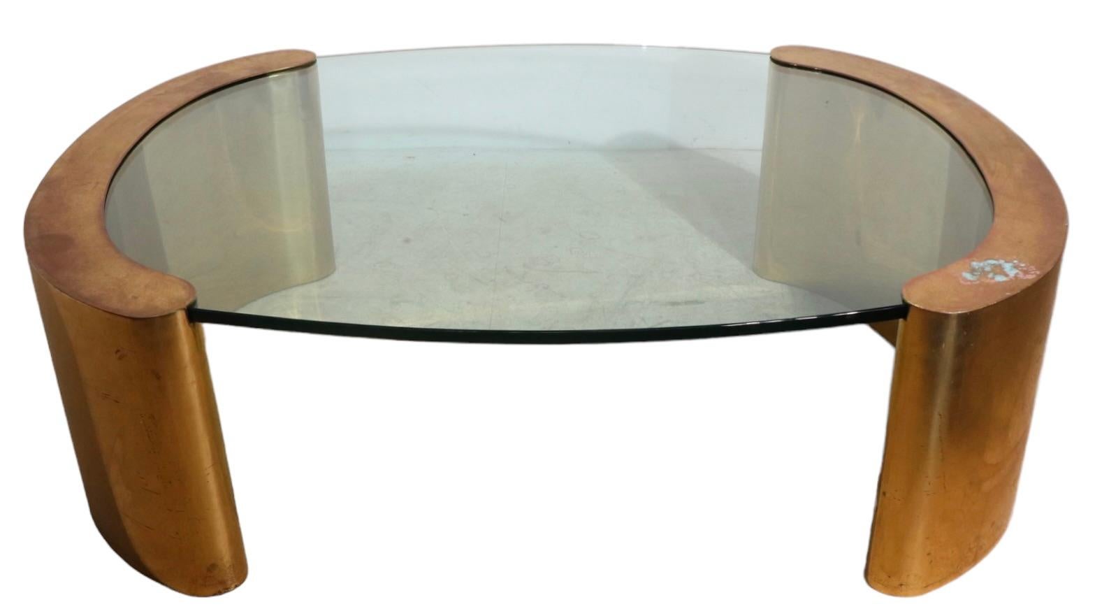 Post Modern 1970's Glass and Brass Coffee Table in the Style of Springer For Sale 11