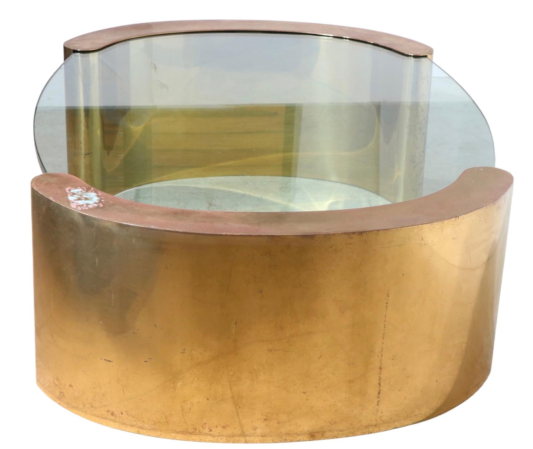 Post-Modern Post Modern 1970's Glass and Brass Coffee Table in the Style of Springer For Sale