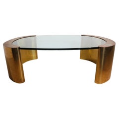 Retro Post Modern 1970's Glass and Brass Coffee Table in the Style of Springer