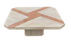 Post-Modern 1970s Italian Marble Coffee + Console + Side Table Set Trio '3'